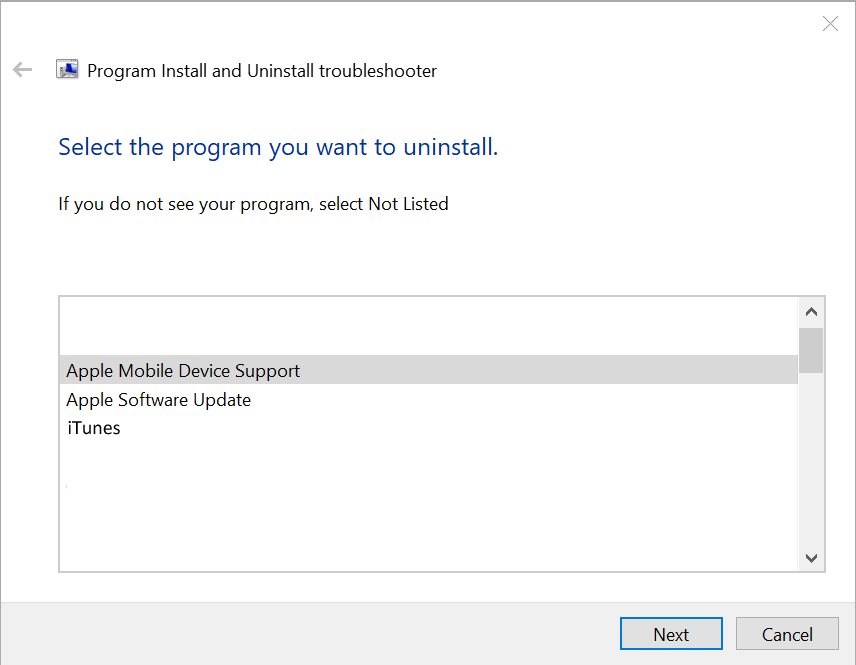 프로그램을 사용하세요 'Microsoft Program Install and Uninstall Troubleshooter'.